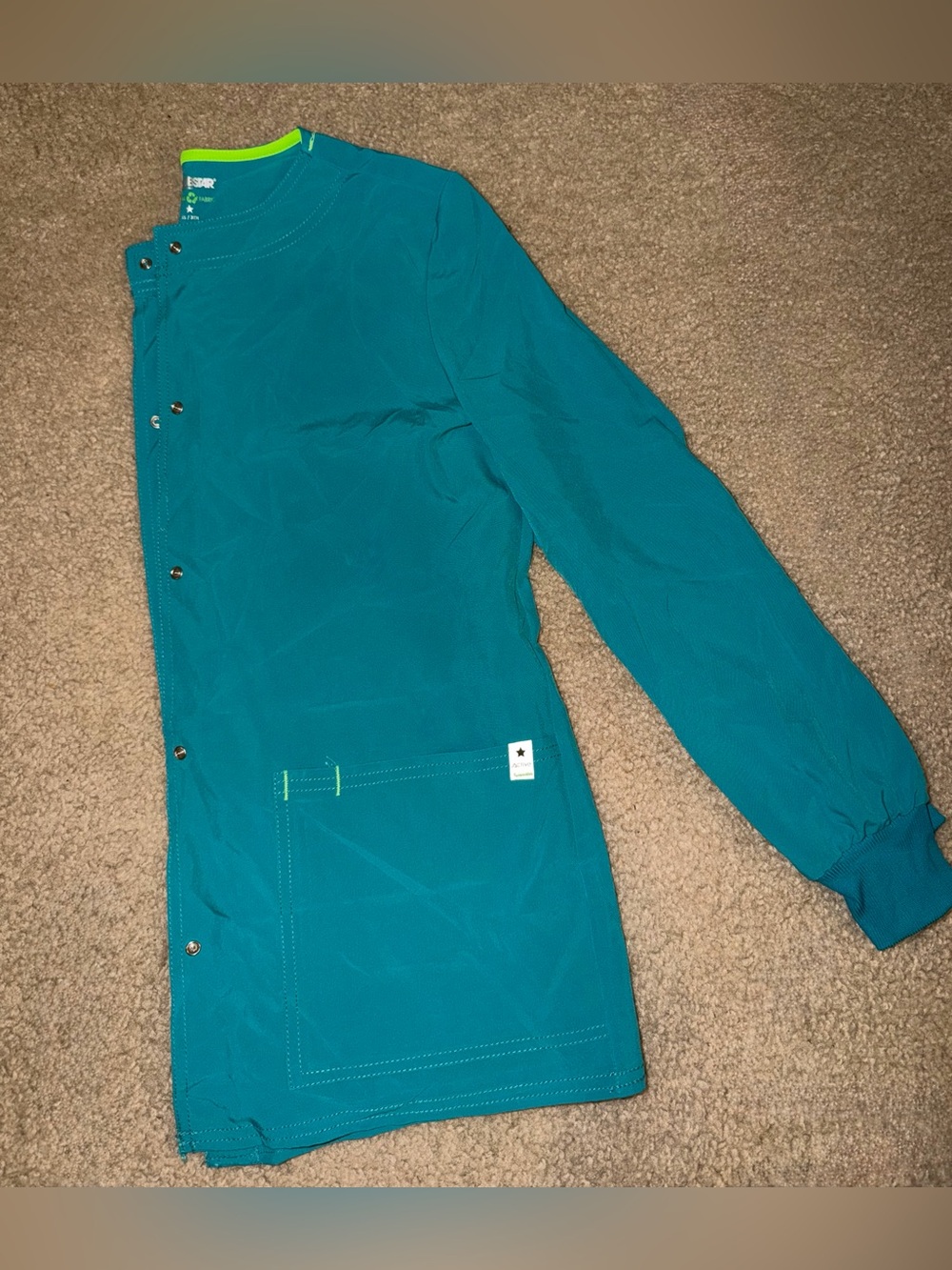 Women's Blue Teal Stretchy Scrub Uniform Jacket